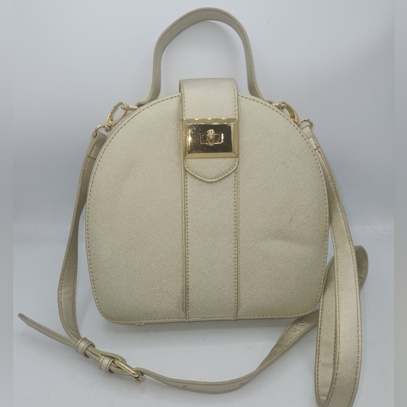 Snob Essentials Vintage Round Treasure Crossbody Gold Handbag - Picture 13 of 15